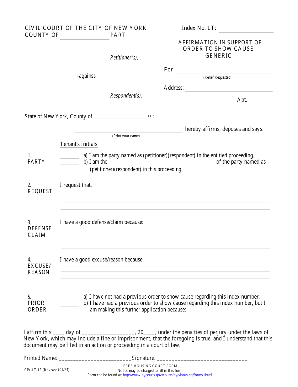 Form Civ Lt 13 Fill Out Sign Online And Download Fillable Pdf New York City Templateroller 9191