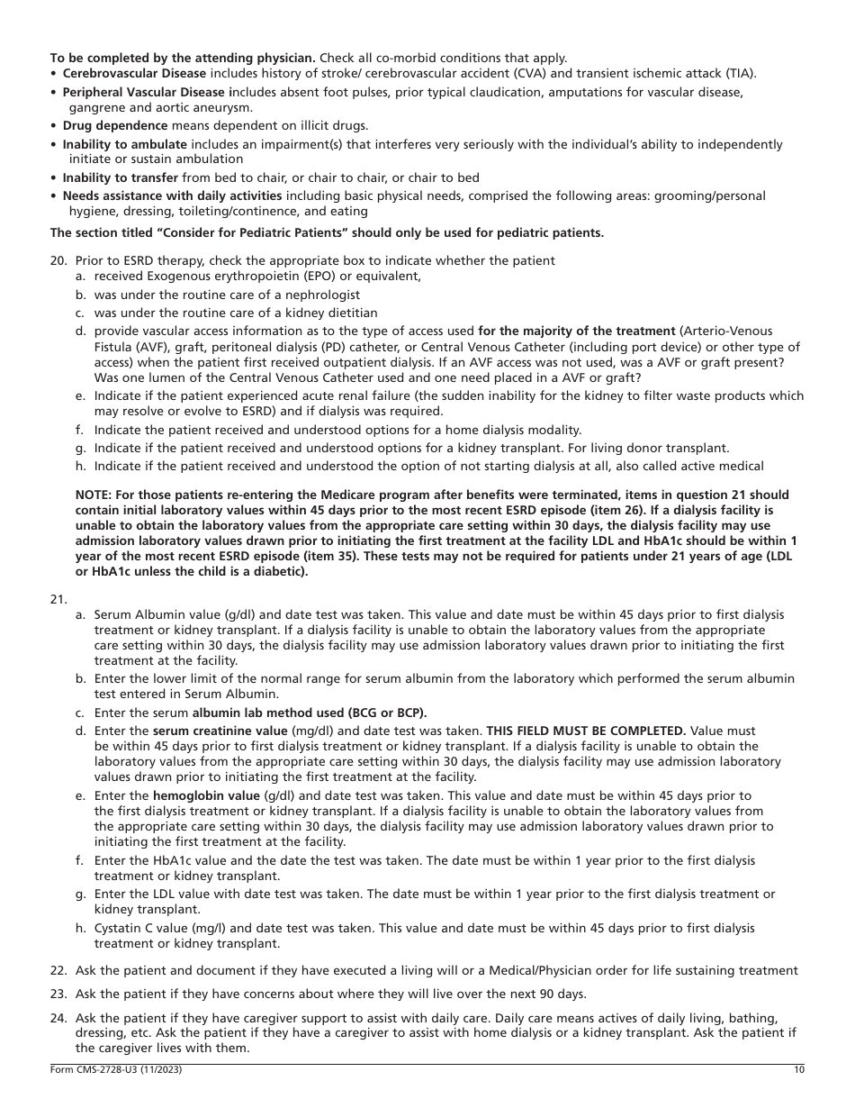 Form CMS-2728-U3 Download Printable PDF or Fill Online End Stage Renal ...