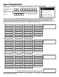 Document preview: IRS Formulario 941 (SP) Anexo B Registro De La Obligacion Tributaria Para Los Depositantes De Itinerario Bisemanal (Spanish)