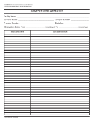 Form CMS-807 Surveyor Notes Worksheet