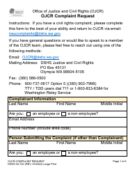 DSHS Form 02-740 Ojcr Complaint Request - Large Print - Washington