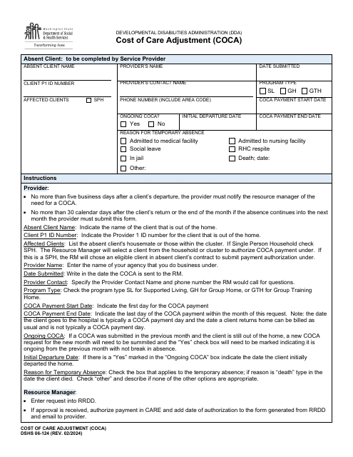 DSHS Form 06-124  Printable Pdf