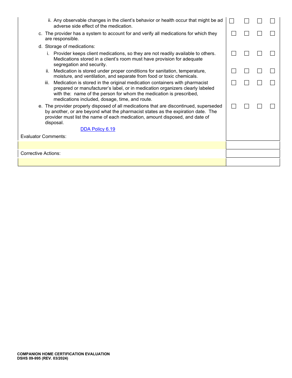DSHS Form 09-995 Companion Home Certification Evaluation - Washington, Page 13
