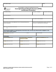 DSHS Form 10-639 Overnight Planned Respite Services (Oprs) Certification Evaluation - Washington