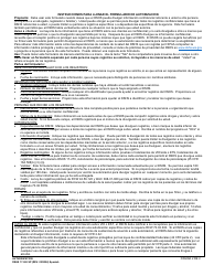 DSHS Formulario 17-063 Autorizacion - Washington (Spanish), Page 2