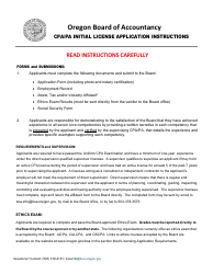 CPA/Pa Initial License Application - Oregon