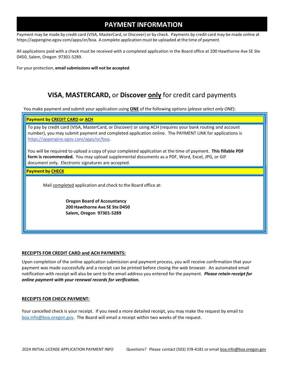 CPA / Pa Initial License Application - Oregon, Page 6