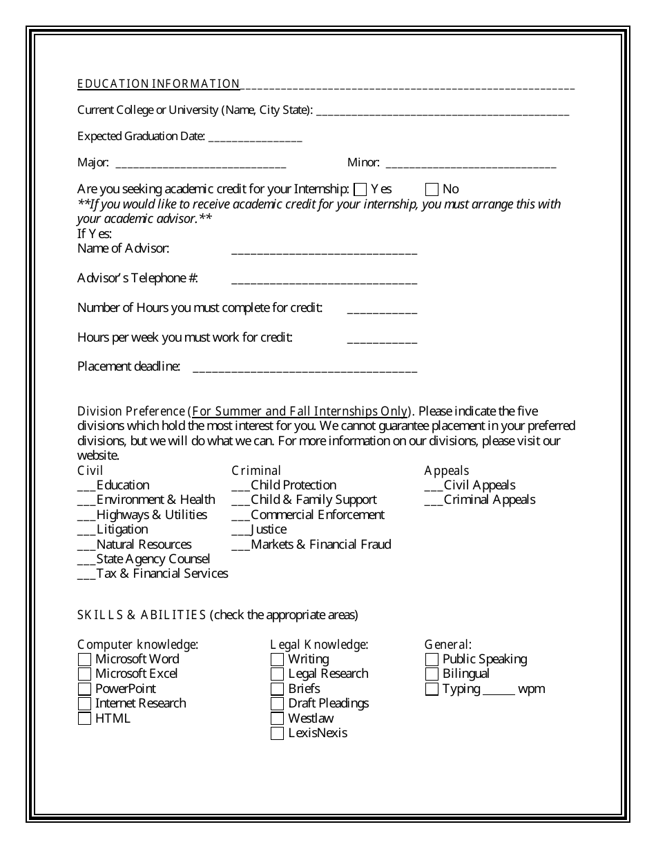 Internship Application Form - Utah, Page 3