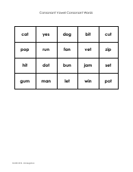 Consonant Vowel Consonant Assessment Form for Kindergarten, Page 3