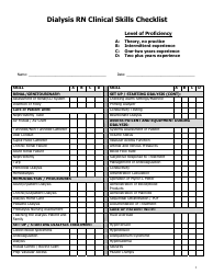 Dialysis Rn Clinical Skills Checklist Template