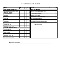 Dialysis Rn Clinical Skills Checklist Template, Page 2