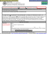 Document preview: Application for Reservation of Business Name - Utah