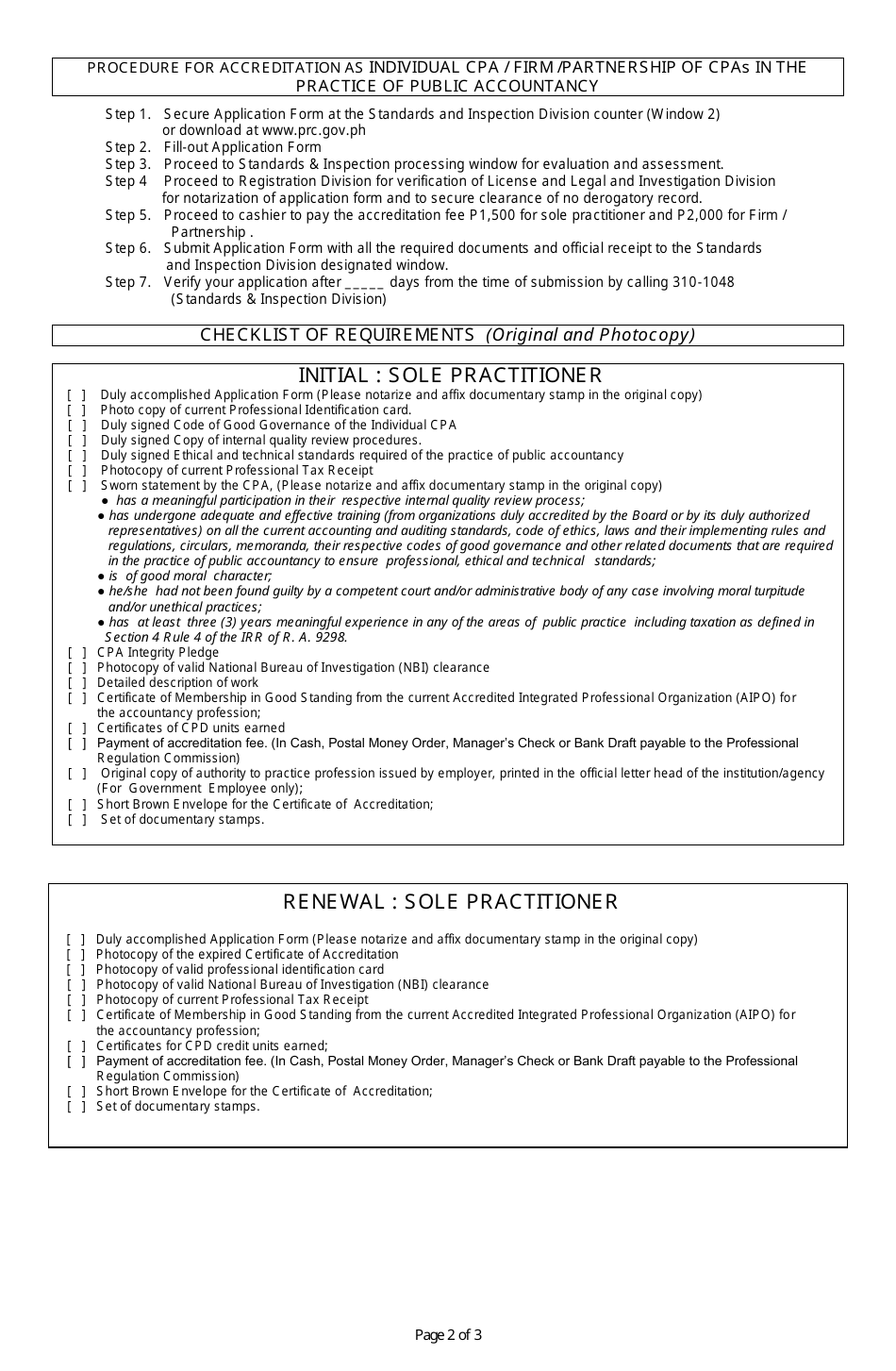 Philippines Application Form - Accreditation Of Individual CPA / Firm ...