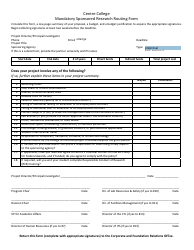 Document preview: Mandatory Sponsored Research Routing Form - Centre College