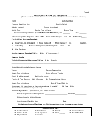 Document preview: Request Form for Use of Facilities