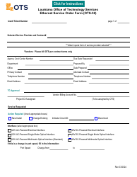 Form OTS-38 Ethernet Service Order Form - Louisiana