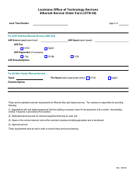 Form OTS-38 Ethernet Service Order Form - Louisiana, Page 2