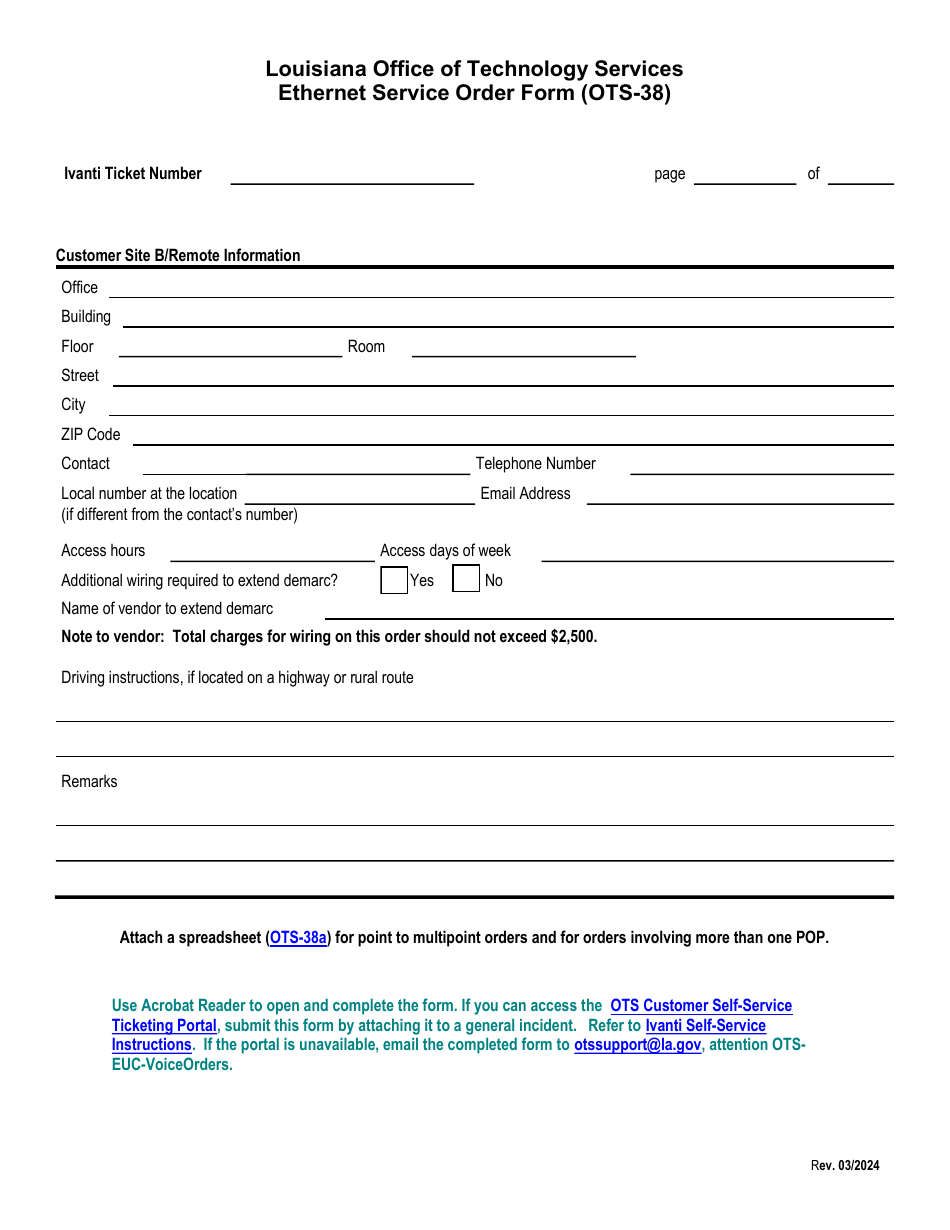 Form OTS-38 - Fill Out, Sign Online and Download Fillable PDF ...