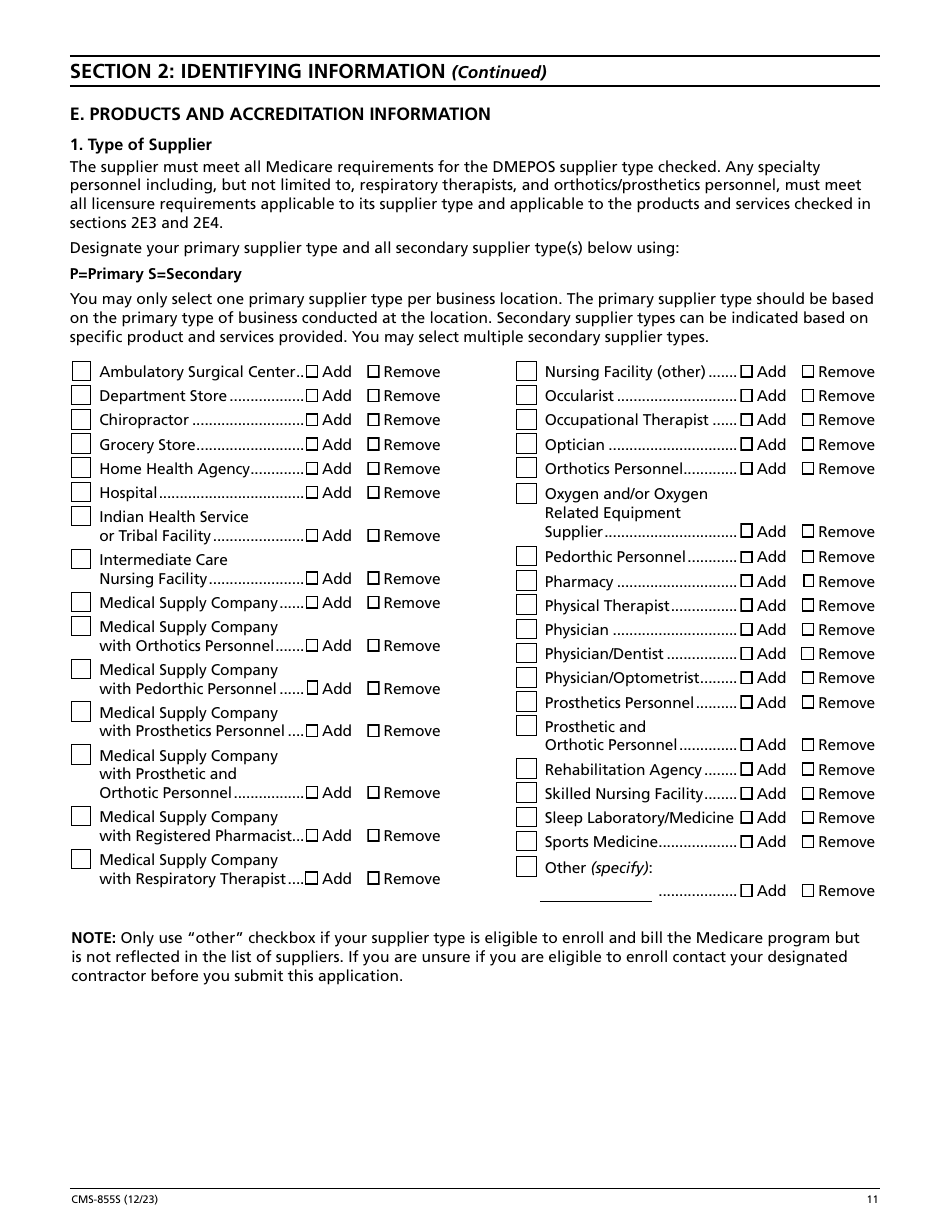 Form CMS-855S Medicare Enrollment Application - Durable Medical Equipment, Prosthetics, Orthotics, and Supplies (Dmepos) Suppliers, Page 12