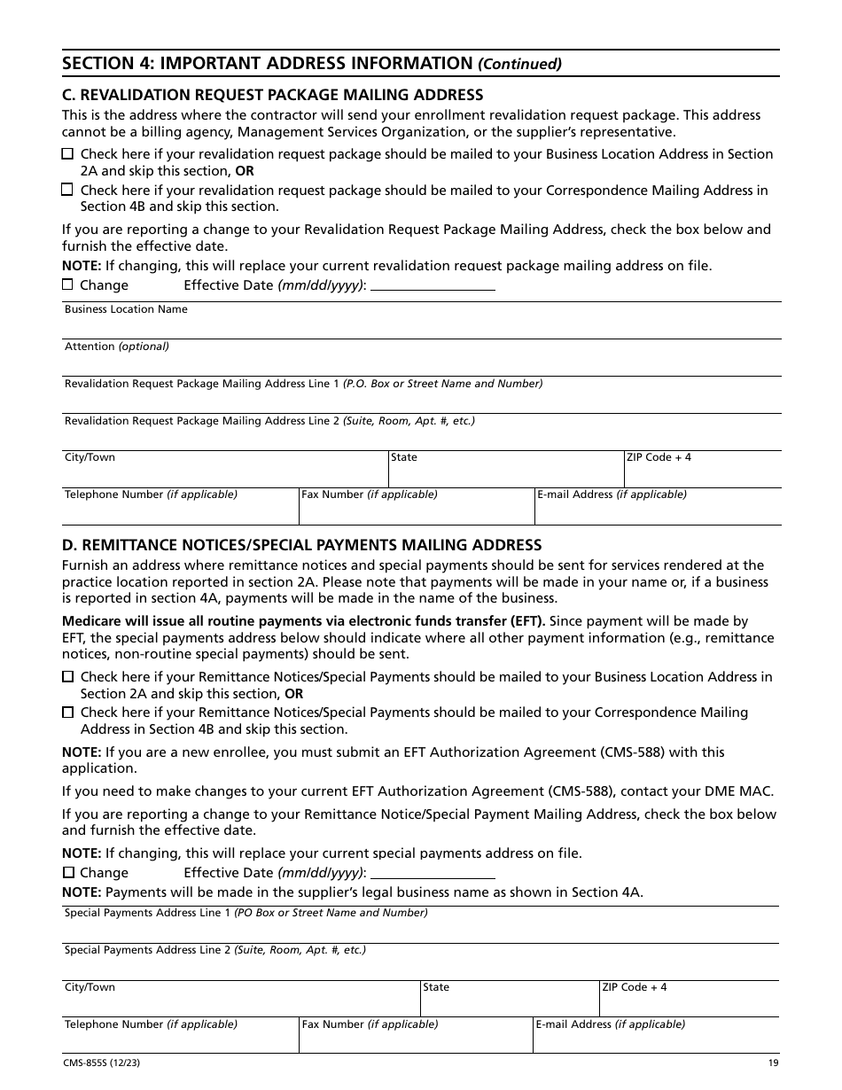 Form CMS-855S Medicare Enrollment Application - Durable Medical Equipment, Prosthetics, Orthotics, and Supplies (Dmepos) Suppliers, Page 20