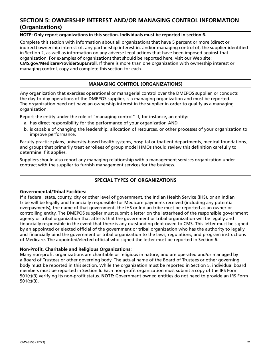 Form CMS-855S Medicare Enrollment Application - Durable Medical Equipment, Prosthetics, Orthotics, and Supplies (Dmepos) Suppliers, Page 22
