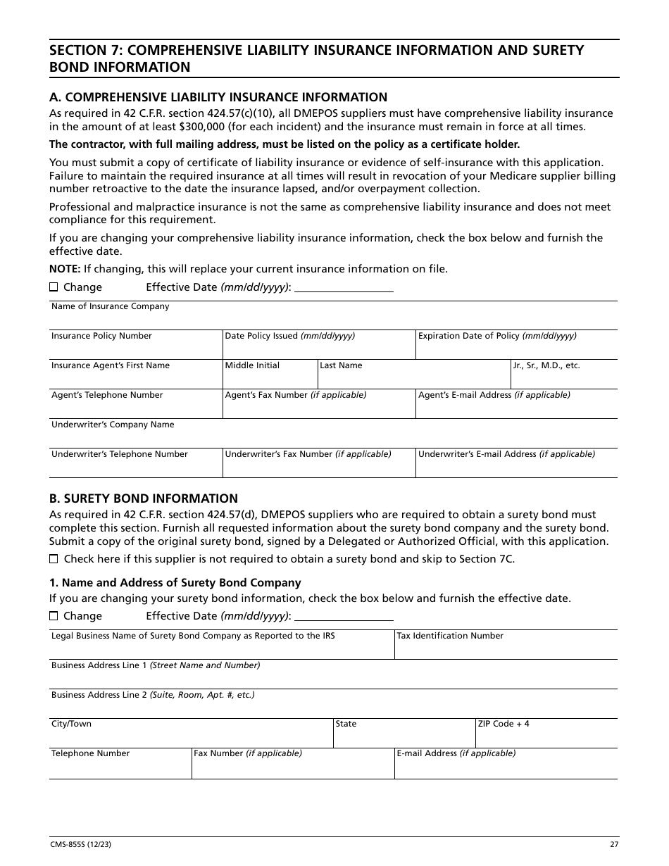 Form CMS-855S Medicare Enrollment Application - Durable Medical Equipment, Prosthetics, Orthotics, and Supplies (Dmepos) Suppliers, Page 28