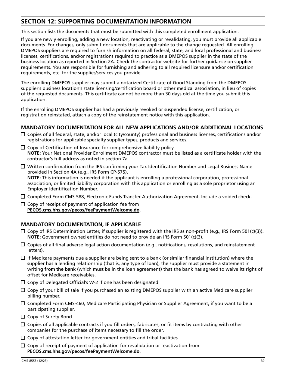 Form CMS-855S Medicare Enrollment Application - Durable Medical Equipment, Prosthetics, Orthotics, and Supplies (Dmepos) Suppliers, Page 31