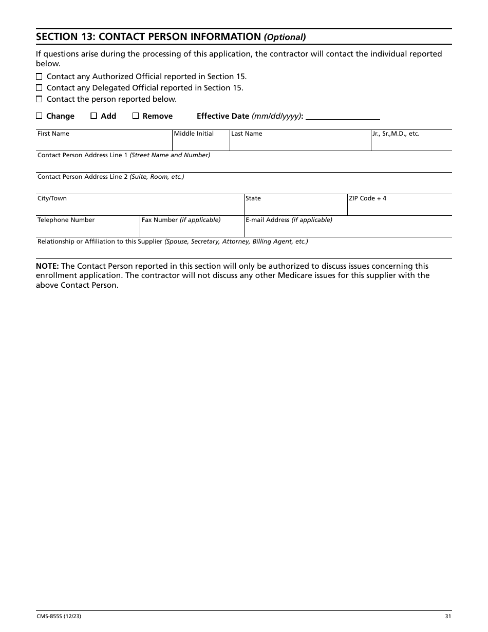 Form CMS-855S Medicare Enrollment Application - Durable Medical Equipment, Prosthetics, Orthotics, and Supplies (Dmepos) Suppliers, Page 32