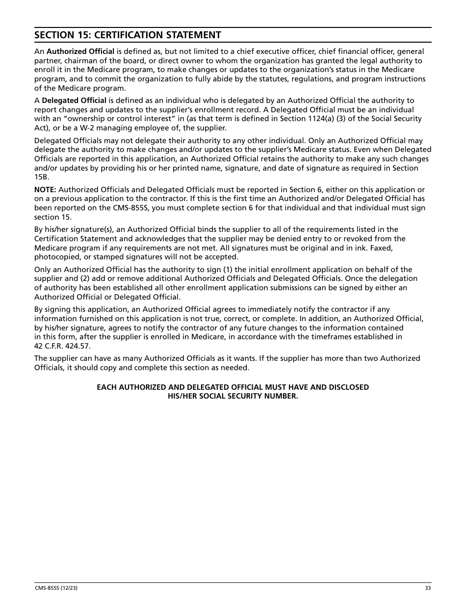 Form CMS-855S Medicare Enrollment Application - Durable Medical Equipment, Prosthetics, Orthotics, and Supplies (Dmepos) Suppliers, Page 34