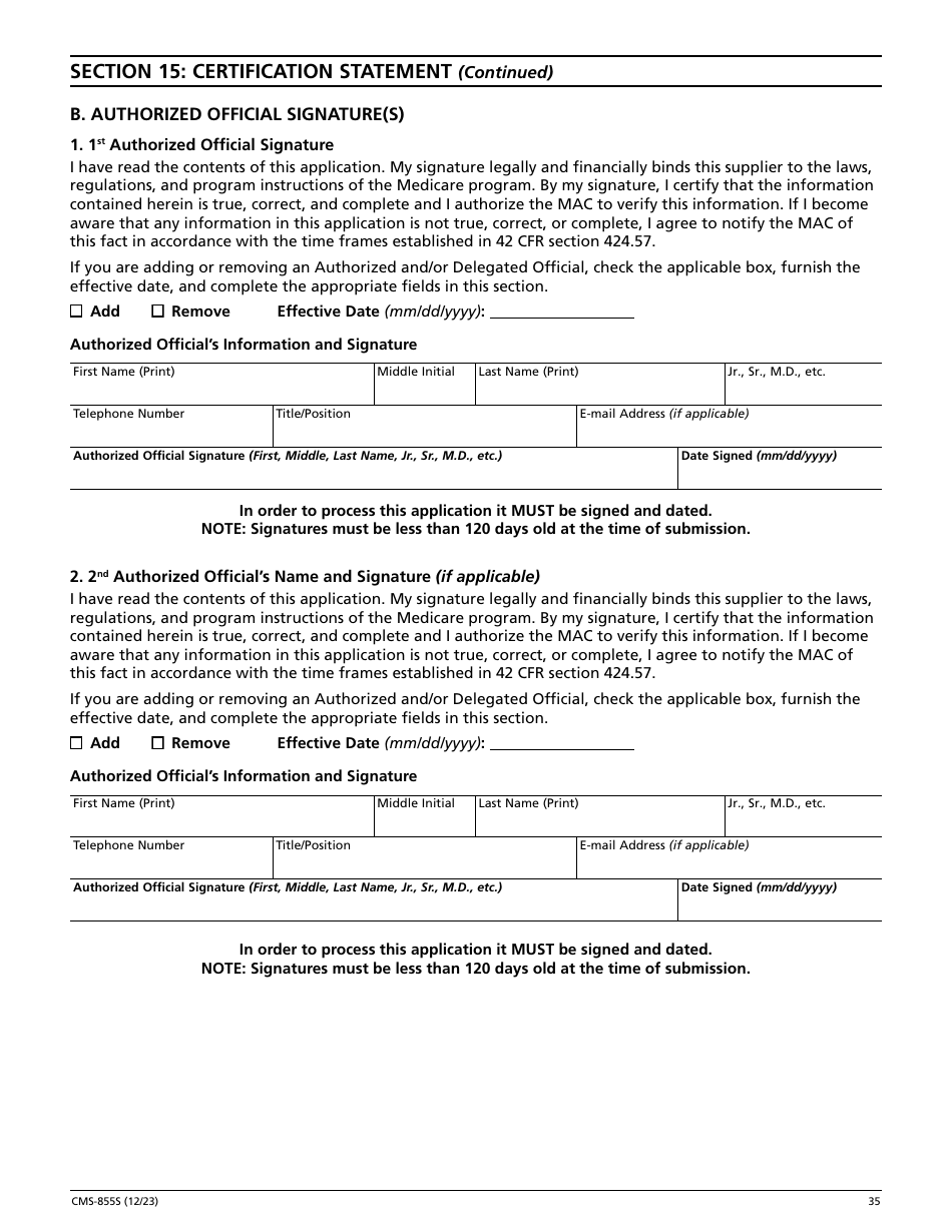 Form CMS-855S Medicare Enrollment Application - Durable Medical Equipment, Prosthetics, Orthotics, and Supplies (Dmepos) Suppliers, Page 36