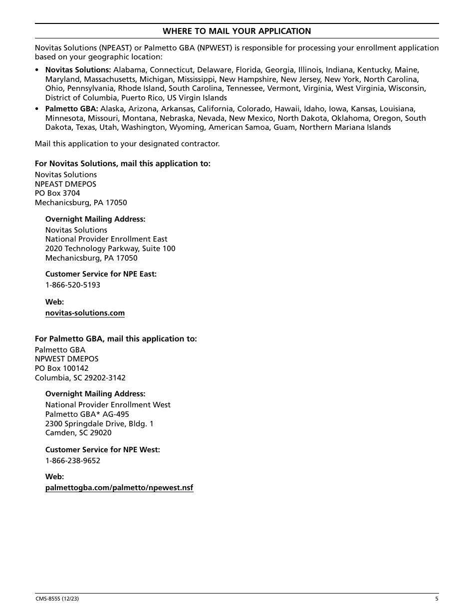 Form CMS-855S Medicare Enrollment Application - Durable Medical Equipment, Prosthetics, Orthotics, and Supplies (Dmepos) Suppliers, Page 6