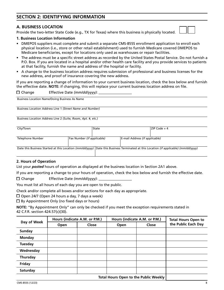 Form CMS-855S Medicare Enrollment Application - Durable Medical Equipment, Prosthetics, Orthotics, and Supplies (Dmepos) Suppliers, Page 9
