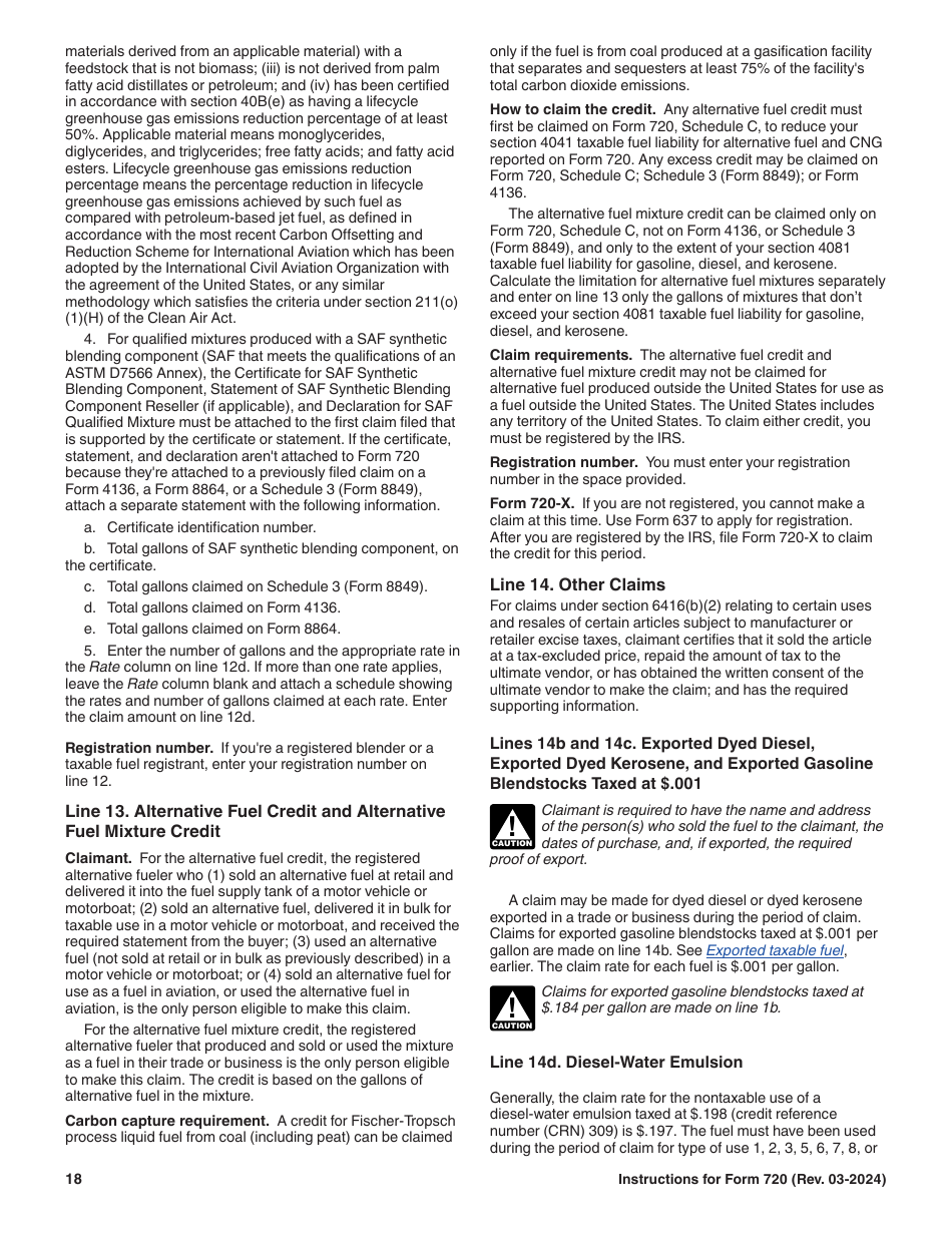 Instructions for IRS Form 720 Quarterly Federal Excise Tax Return, Page 18