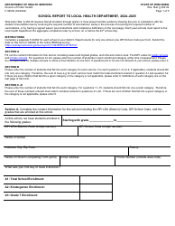 Form F-04002 School Report to Local Health Department - Wisconsin