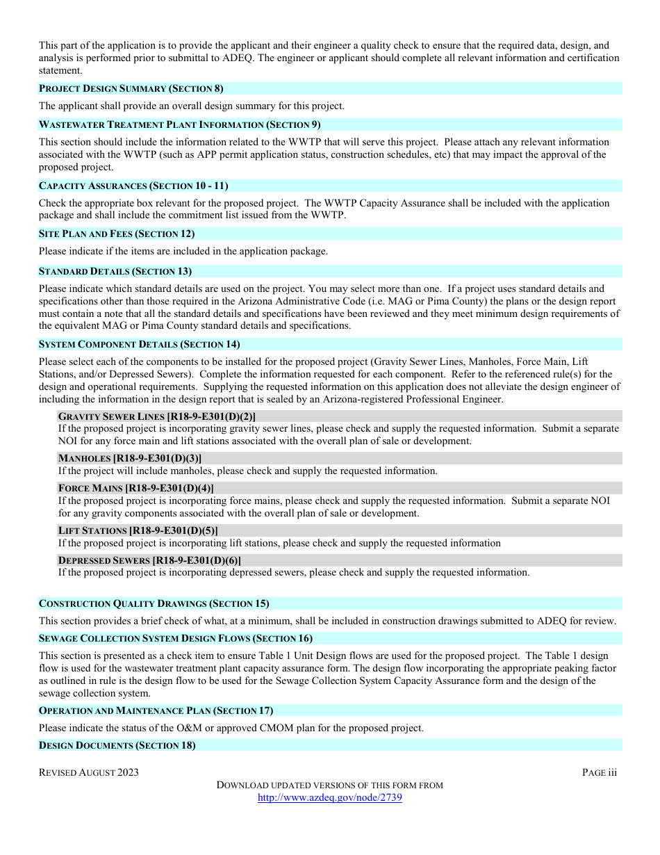 Engineering Review Notice of Intent to Discharge Sewage Collection System (4.01 Gp) - Arizona, Page 3
