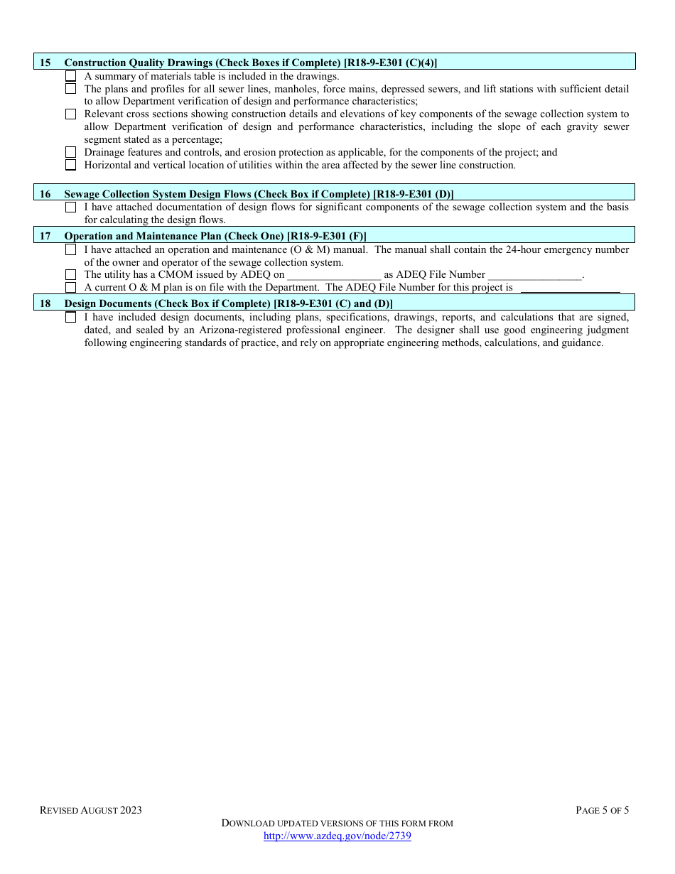 Engineering Review Notice of Intent to Discharge Sewage Collection System (4.01 Gp) - Arizona, Page 9