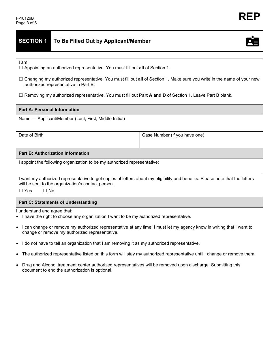 Form F-10126B Appoint, Change, or Remove an Authorized Representative: Organization - Wisconsin, Page 3