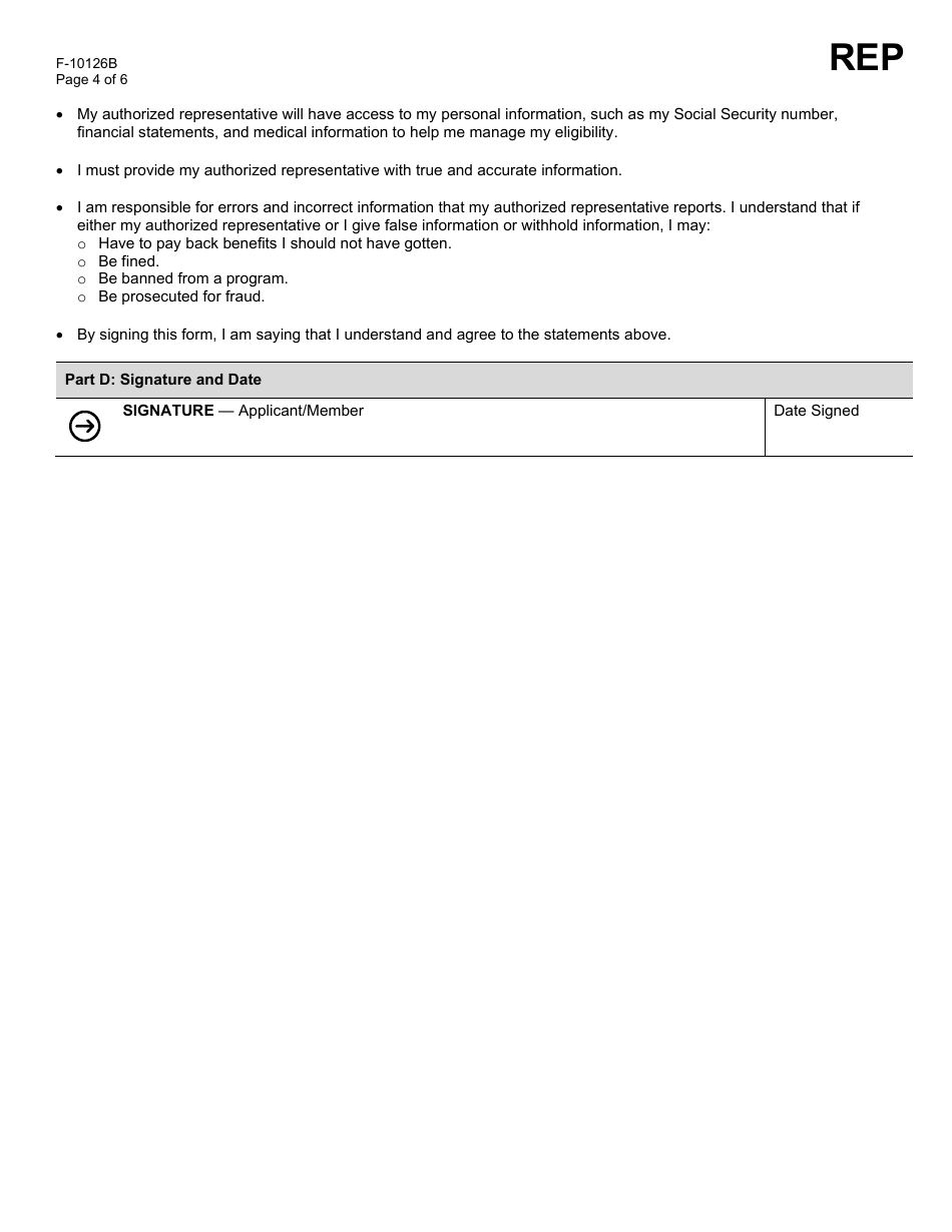 Form F-10126B Appoint, Change, or Remove an Authorized Representative: Organization - Wisconsin, Page 4