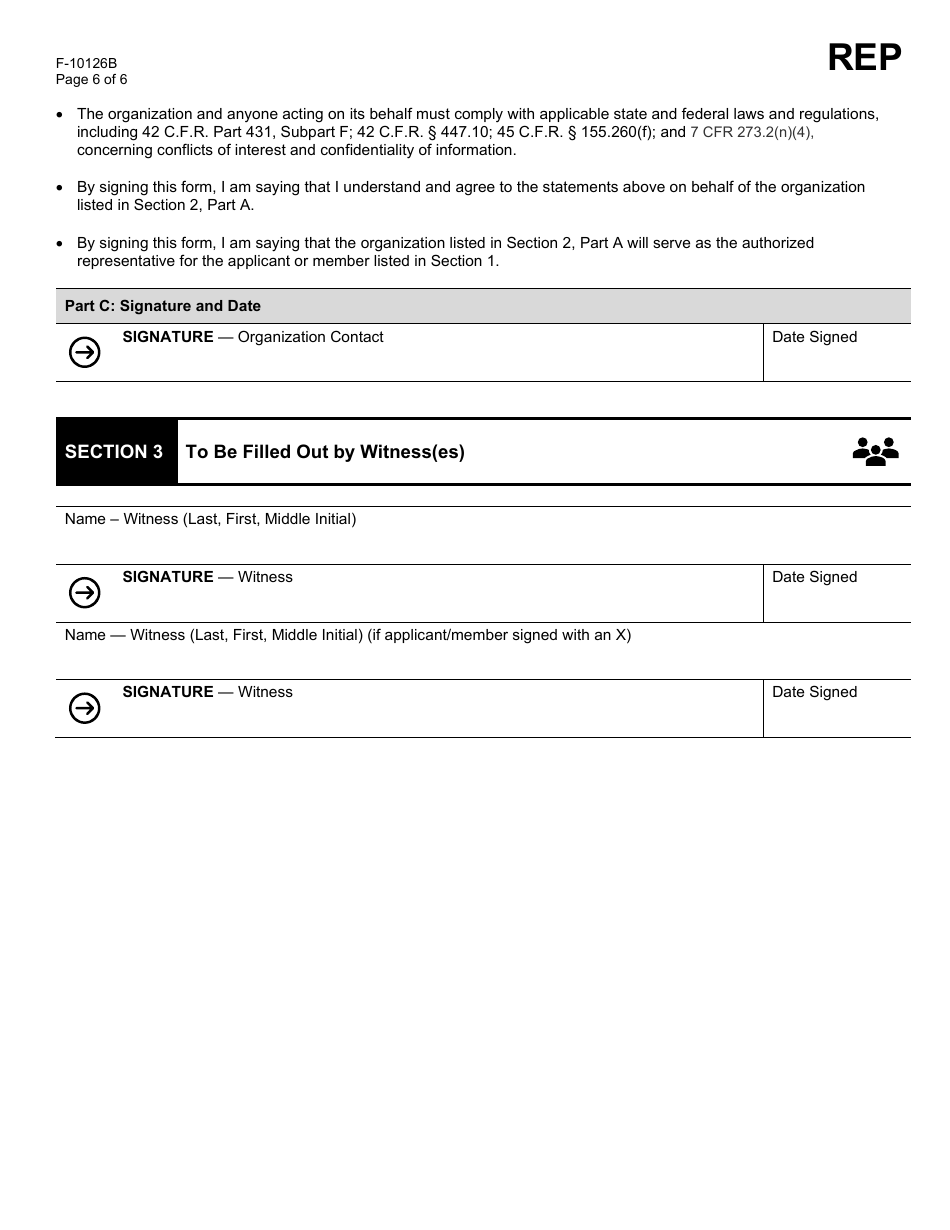 Form F-10126B Appoint, Change, or Remove an Authorized Representative: Organization - Wisconsin, Page 6