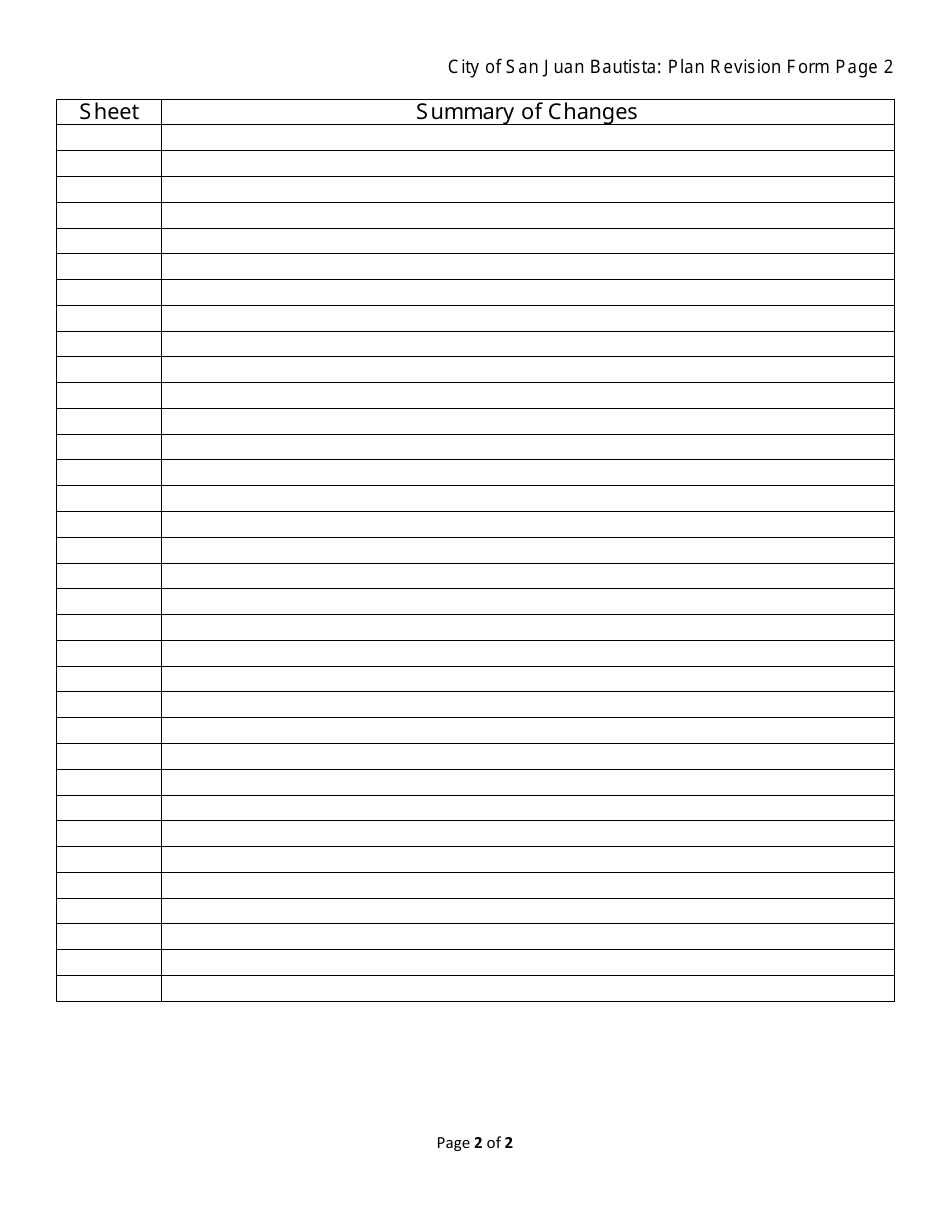 Plan Revision Form - City of San Juan Bautista, California, Page 2