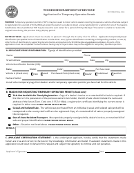 Document preview: Form RV-F1314401 Application for Temporary Operation Permit - Tennessee