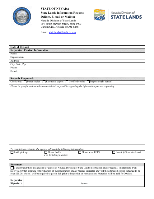 Information Request Form - Nevada