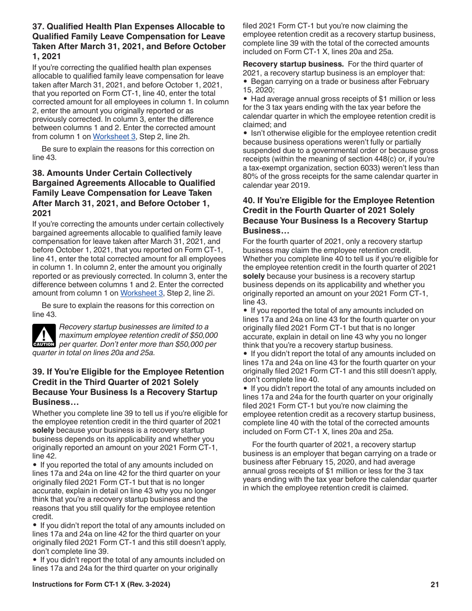 Instructions for IRS Form CT-1 X Adjusted Employers Annual Railroad Retirement Tax Return or Claim for Refund, Page 21