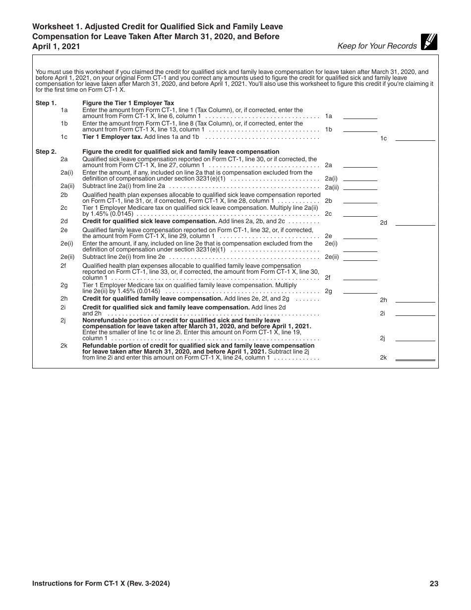 Instructions for IRS Form CT-1 X Adjusted Employers Annual Railroad Retirement Tax Return or Claim for Refund, Page 23