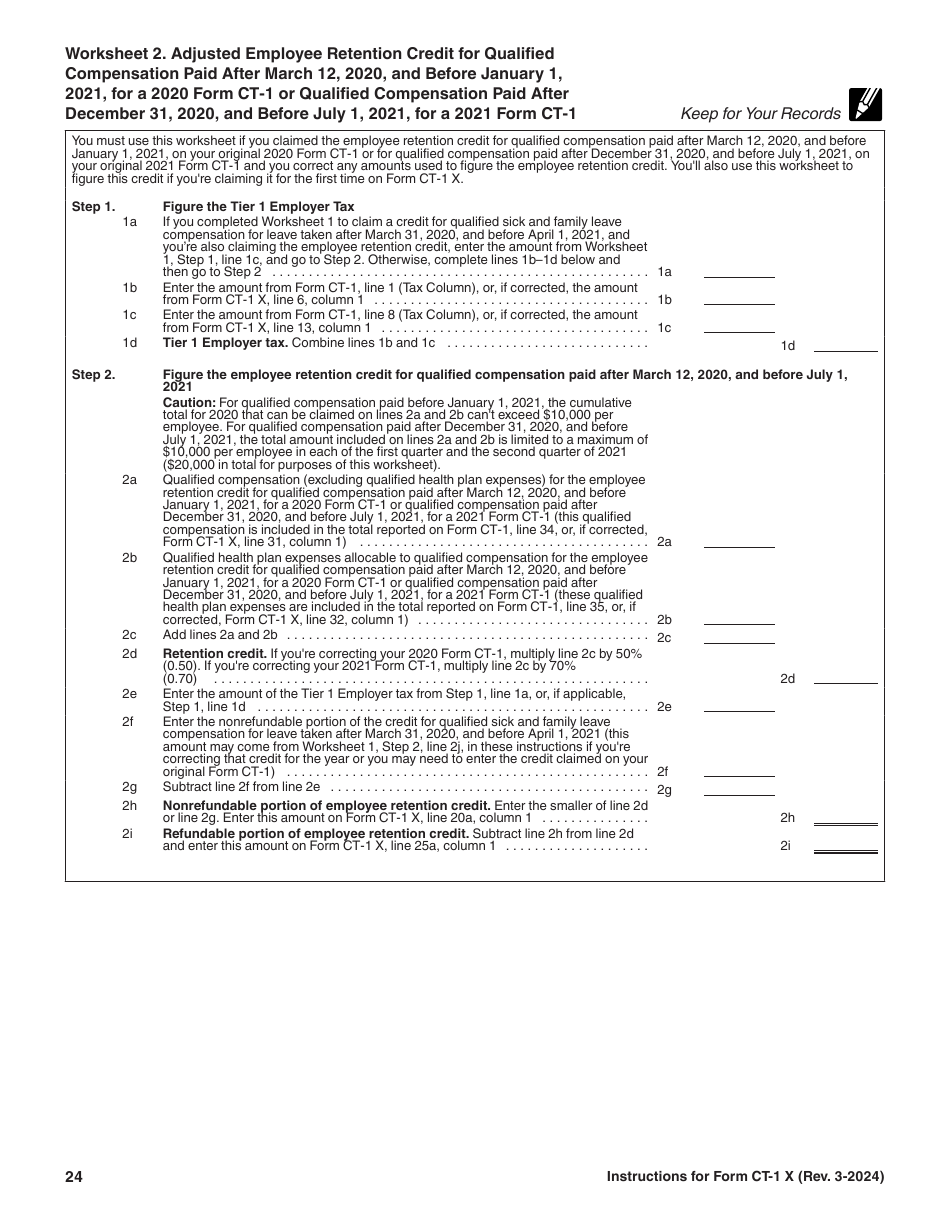 Instructions for IRS Form CT-1 X Adjusted Employers Annual Railroad Retirement Tax Return or Claim for Refund, Page 24