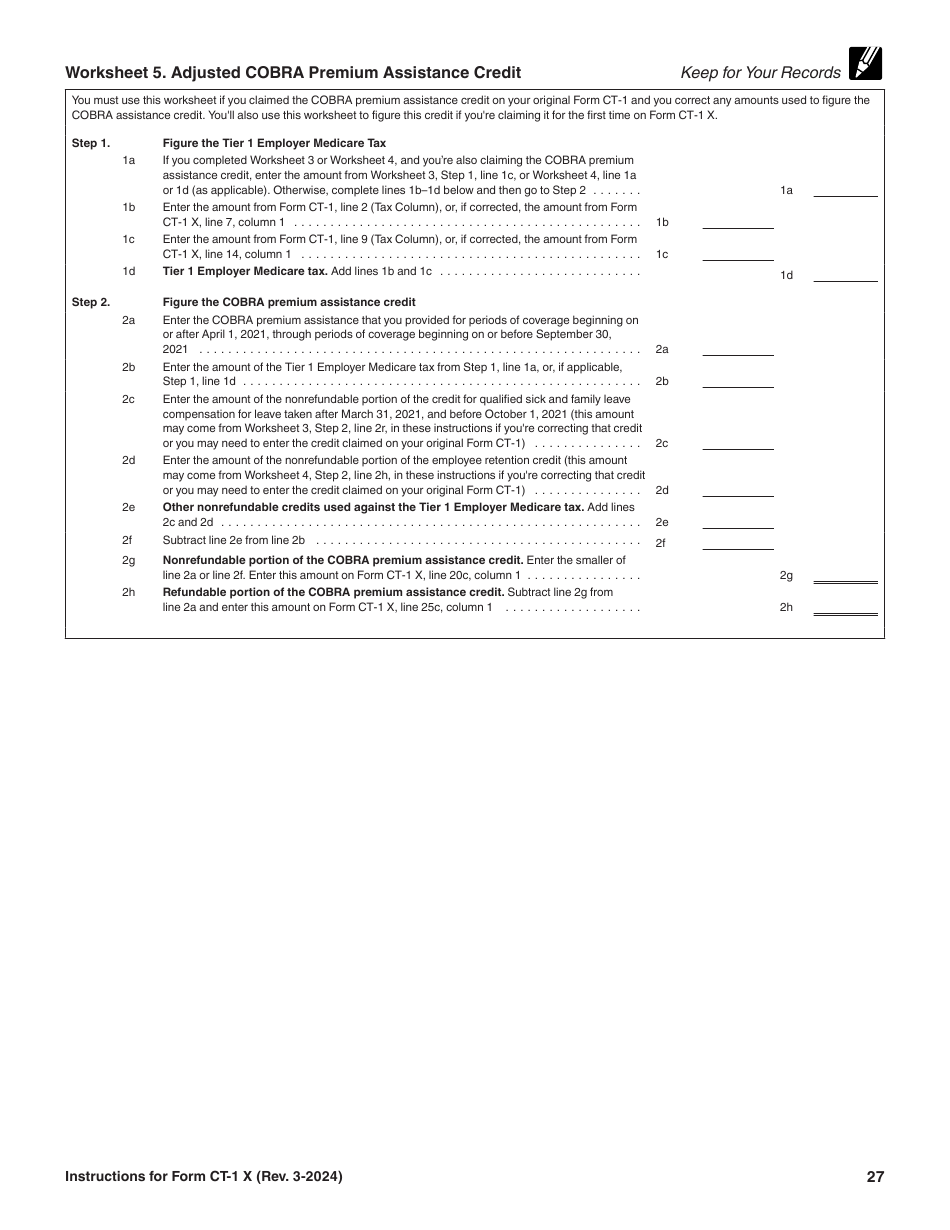 Instructions for IRS Form CT-1 X Adjusted Employers Annual Railroad Retirement Tax Return or Claim for Refund, Page 27