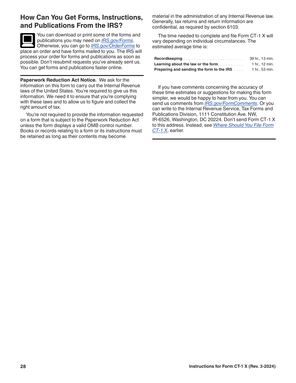 Instructions for IRS Form CT-1 X Adjusted Employers Annual Railroad Retirement Tax Return or Claim for Refund, Page 28