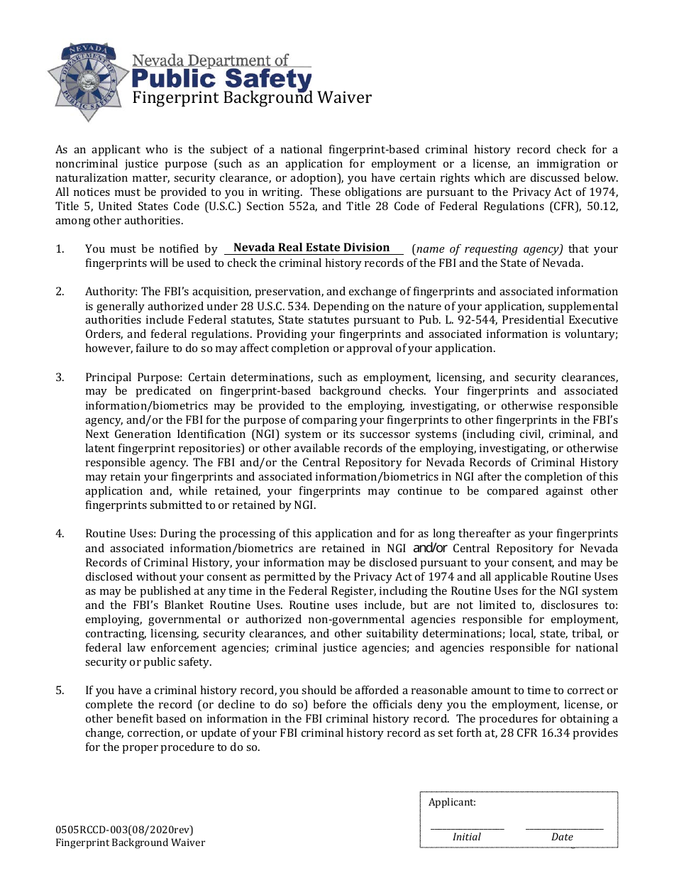 Form 599 Original Reciprocal / Endorsement Application for Residential Appraiser / General Appraiser - Nevada, Page 6
