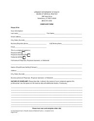 Complaint Form - Vermont