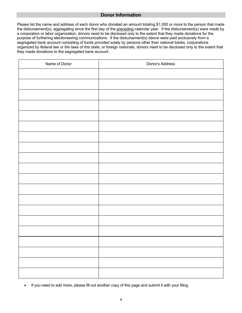 Statement of Electioneering Communications - Minnesota, Page 4